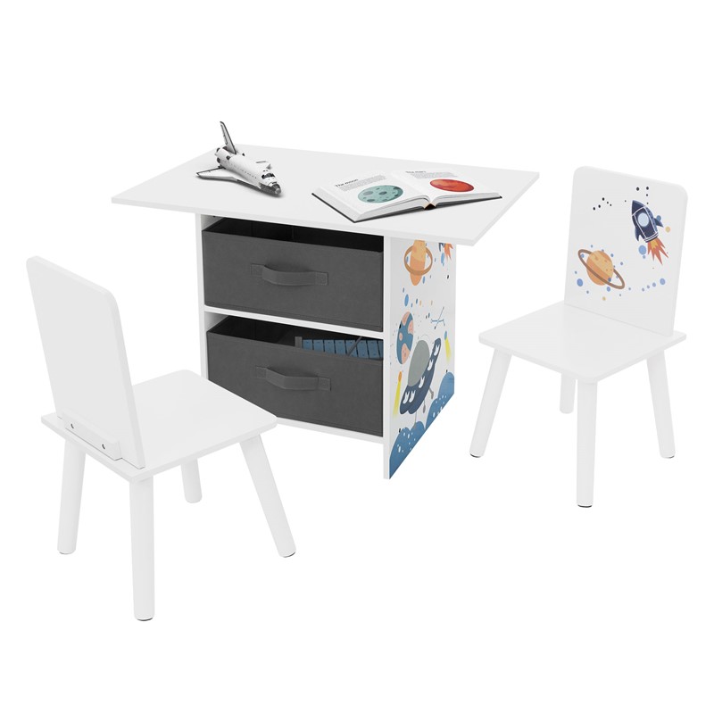Kindersitzgruppe mit Tisch und 2 Stühlen Weltraum-Motiv aus Holz für Kinder Joyz Kindersitzgruppe mit Tisch und 2 Stühlen Weltraum-Motiv aus Holz für Kinder Joyz
