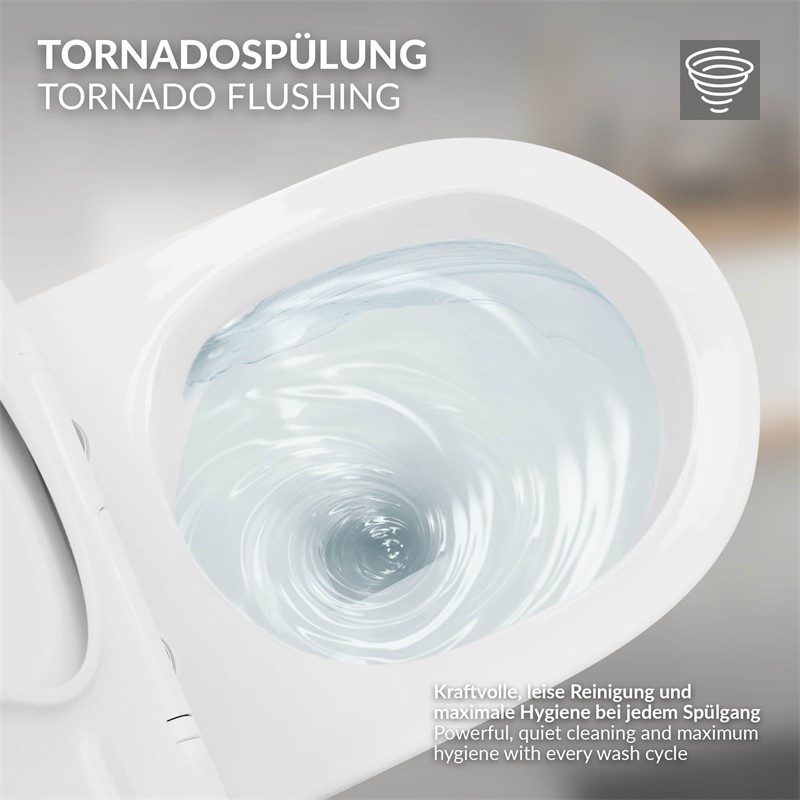 Wand-WC Hänge Toilette aus Keramik 49 cm lang Spülrandlos mit Softclose Luxebath