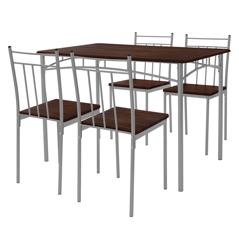 Essgruppe für 4 Personen 5-teilig mit Esstisch und 4 Stühlen Dunkelbraun aus Holz ML-Design Essgruppe für 4 Personen 5-teilig mit Esstisch und 4 Stühlen Dunkelbraun aus Holz ML-Design