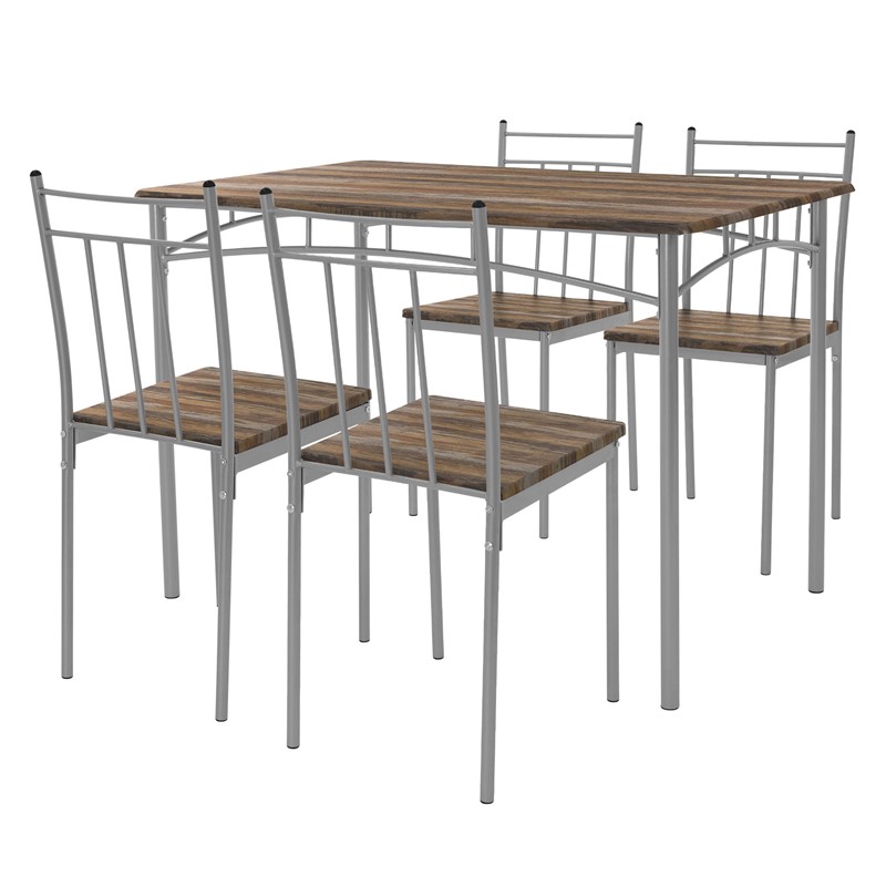 Essgruppe für 4 Personen 5-teilig mit Esstisch und 4 Stühlen Braun aus Holz ML-Design Essgruppe für 4 Personen 5-teilig mit Esstisch und 4 Stühlen Braun aus Holz ML-Design