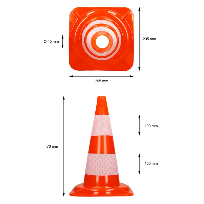 3er Set Verkehrskegel Pylone Warnkegel Verkehrshütchen 47 cm Orange/Weiß