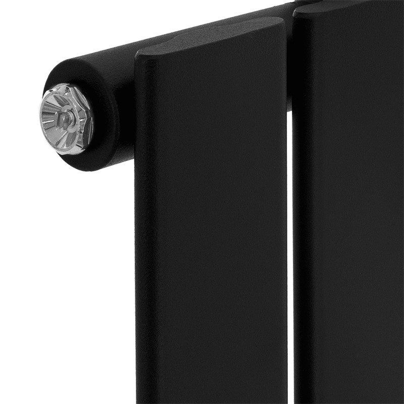 Badheizkörper Mittelanschluss 480x1600 mm Schwarz mit Wand Thermostatventil LuxeBath
