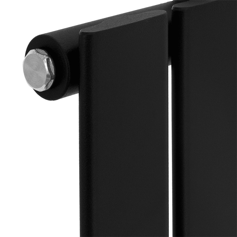 Badheizkörper Mittelanschluss 480x1600 mm Schwarz mit Wand Thermostatventil LuxeBath