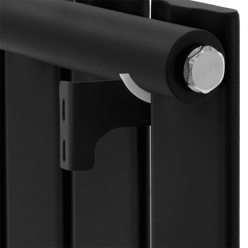Badheizkörper Mittelanschluss 480x1600 mm Schwarz mit Wand Thermostatventil LuxeBath