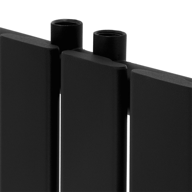 Badheizkörper Mittelanschluss 480x1600 mm Schwarz mit Wand Thermostatventil LuxeBath