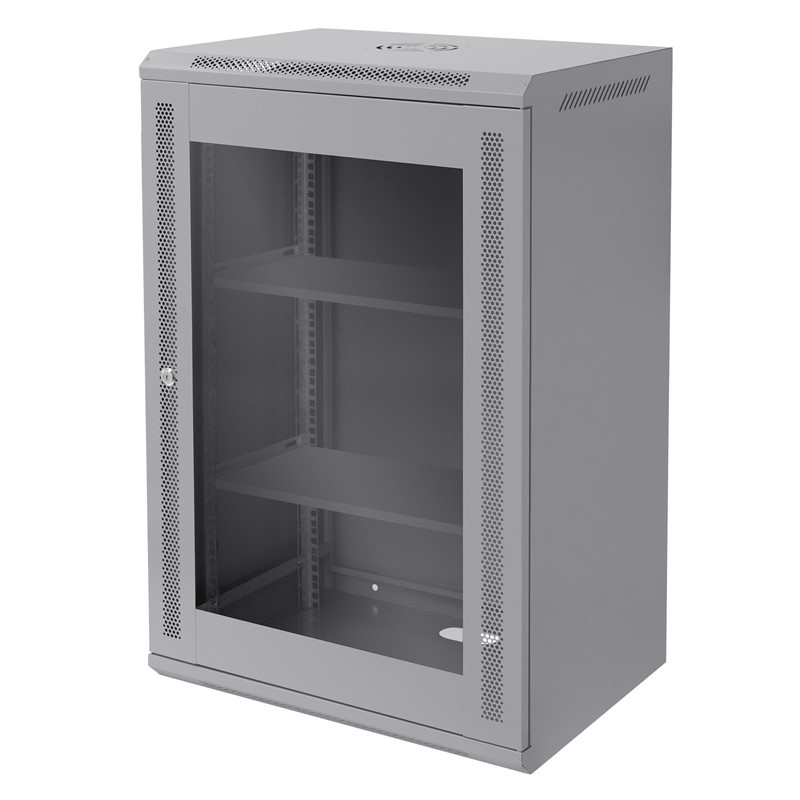 Netzwerkschrank 18 HE 19 Zoll Grau 600 x 900 x 450 mm voll montiert Traglast 60 kg