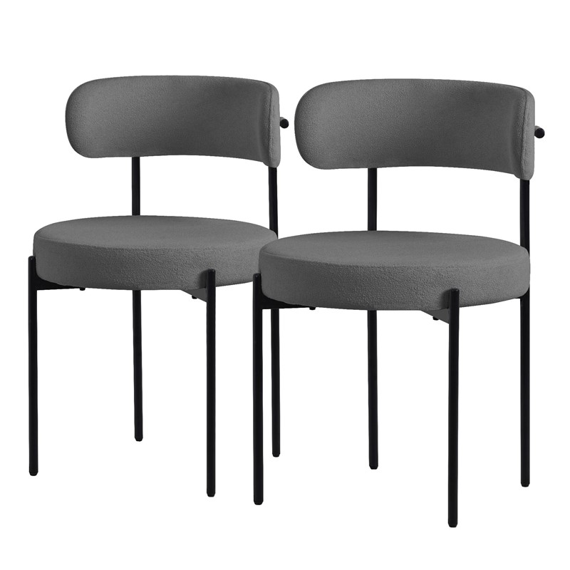 Esszimmerstuhl 2er Set mit Teddystoff mit Rückenlehne Grau Küchenstuhl ML-Design Esszimmerstuhl 2er Set mit Teddystoff mit Rückenlehne Grau Küchenstuhl ML-Design