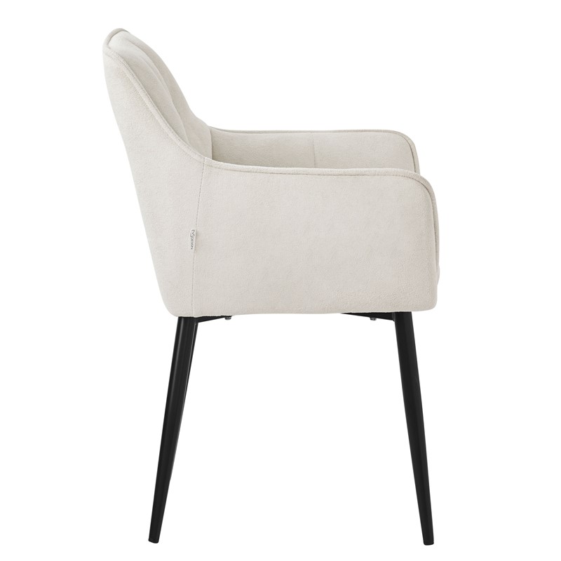 4er Set Esszimmerstuhl Creme aus Frotteestoff mit gepolstertem Sitz ML-Design