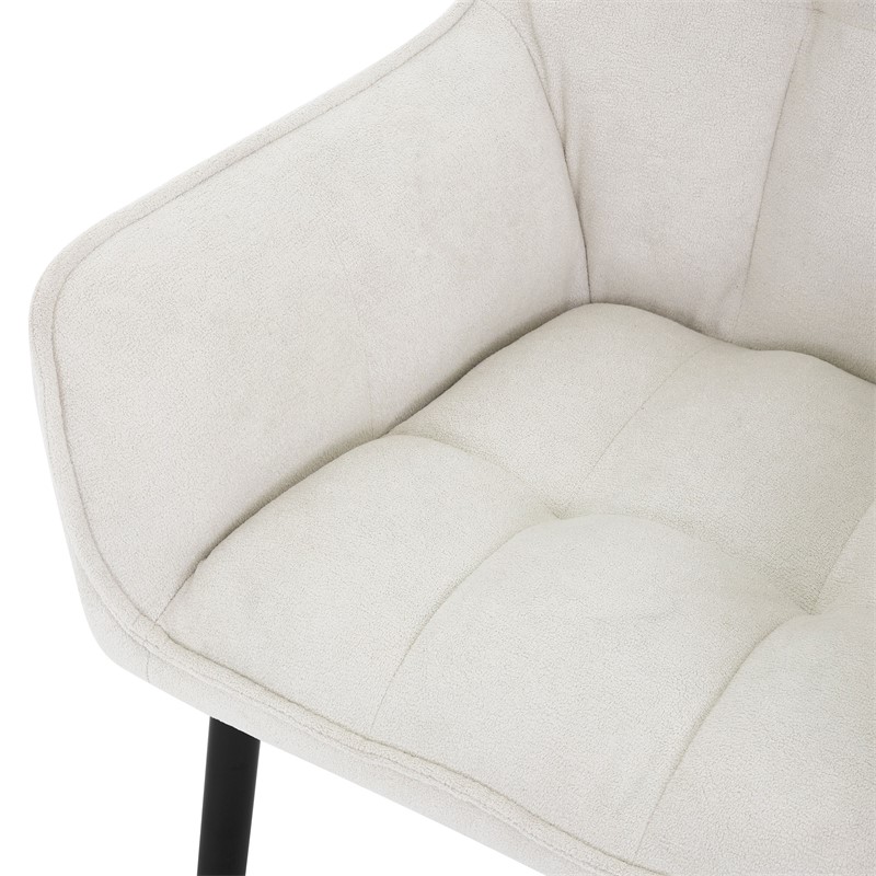 4er Set Esszimmerstuhl Creme aus Frotteestoff mit gepolstertem Sitz ML-Design