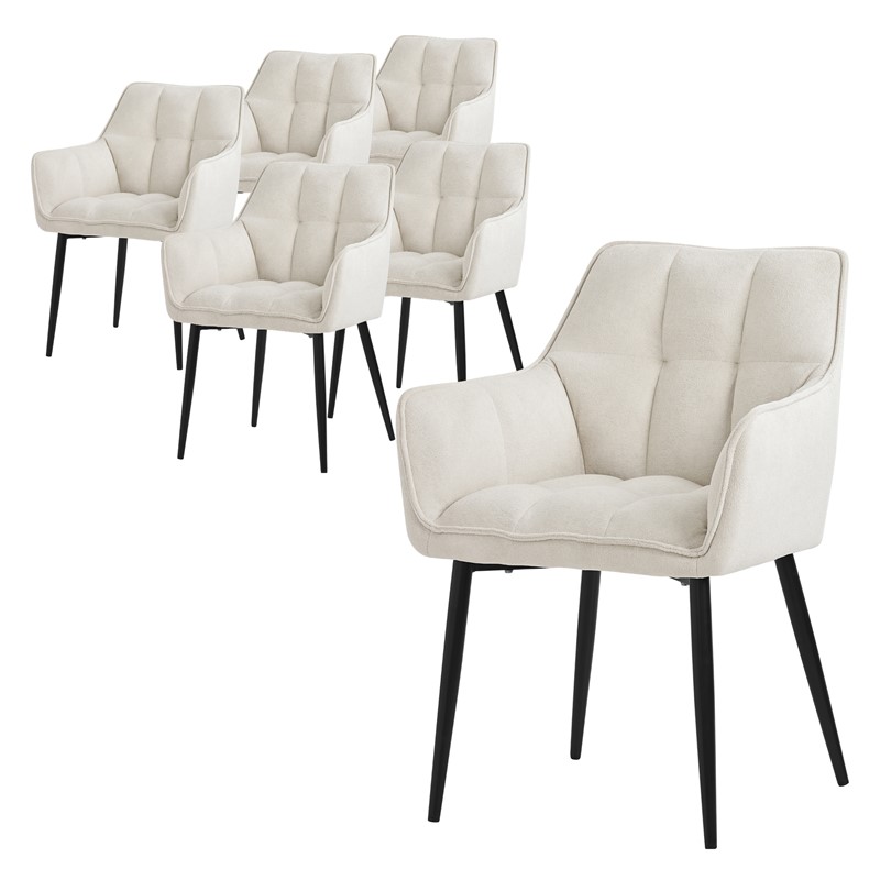 6er Set Esszimmerstuhl Creme aus Frotteestoff mit gepolstertem Sitz ML-Design 6er Set Esszimmerstuhl Creme aus Frotteestoff mit gepolstertem Sitz ML-Design