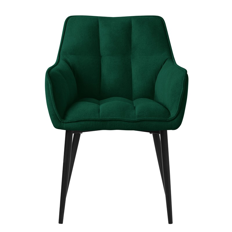 2er Set Esszimmerstuhl Dunkelgrün aus Frotteestoff mit dickem gepolsterter Sitz ML-Design