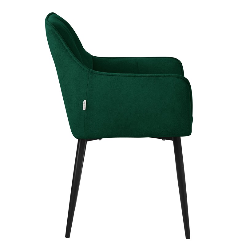 2er Set Esszimmerstuhl Dunkelgrün aus Frotteestoff mit dickem gepolsterter Sitz ML-Design