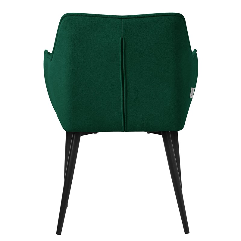 2er Set Esszimmerstuhl Dunkelgrün aus Frotteestoff mit dickem gepolsterter Sitz ML-Design