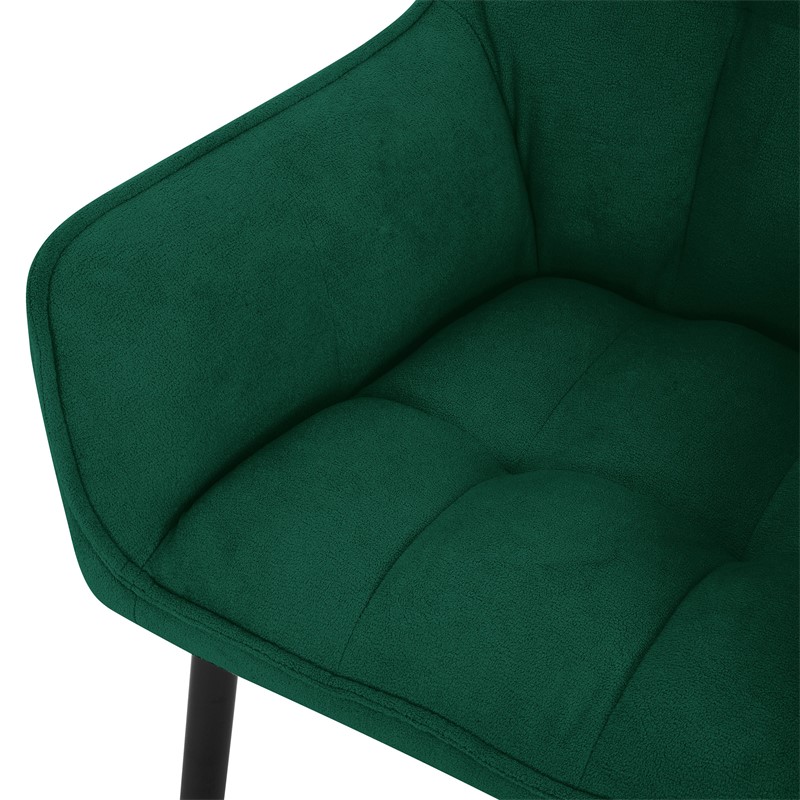 2er Set Esszimmerstuhl Dunkelgrün aus Frotteestoff mit dickem gepolsterter Sitz ML-Design