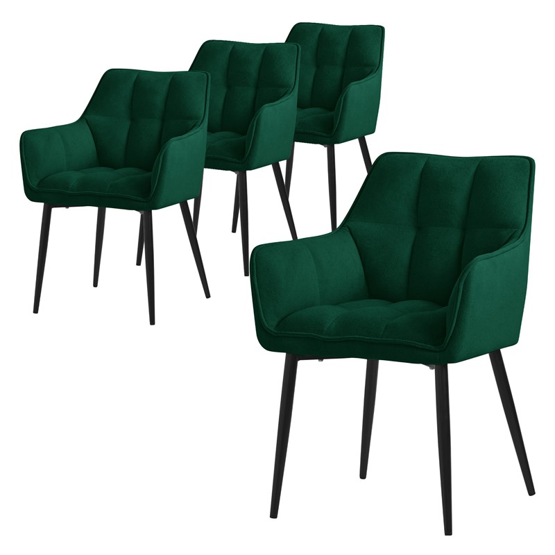 4er Set Esszimmerstuhl Dunkelgrün aus Frotteestoff mit dickem gepolsterter Sitz ML-Design 4er Set Esszimmerstuhl Dunkelgrün aus Frotteestoff mit dickem gepolsterter Sitz ML-Design