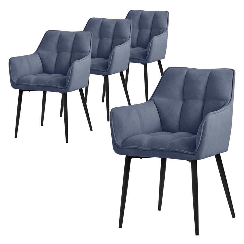 Esszimmerstuhl 4er Set Blau aus Frotteestoff mit dickem gepolsterter Sitz ML-Design Esszimmerstuhl 4er Set Blau aus Frotteestoff mit dickem gepolsterter Sitz ML-Design