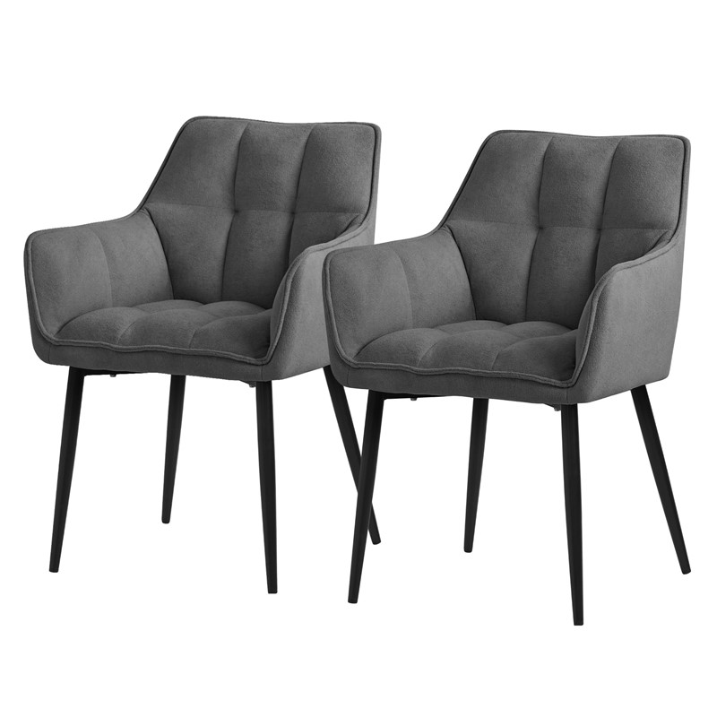 2er Set Esszimmerstuhl Dunkelgrau aus Frotteestoff mit dickem gepolsterter Sitz ML-Design 2er Set Esszimmerstuhl Dunkelgrau aus Frotteestoff mit dickem gepolsterter Sitz ML-Design