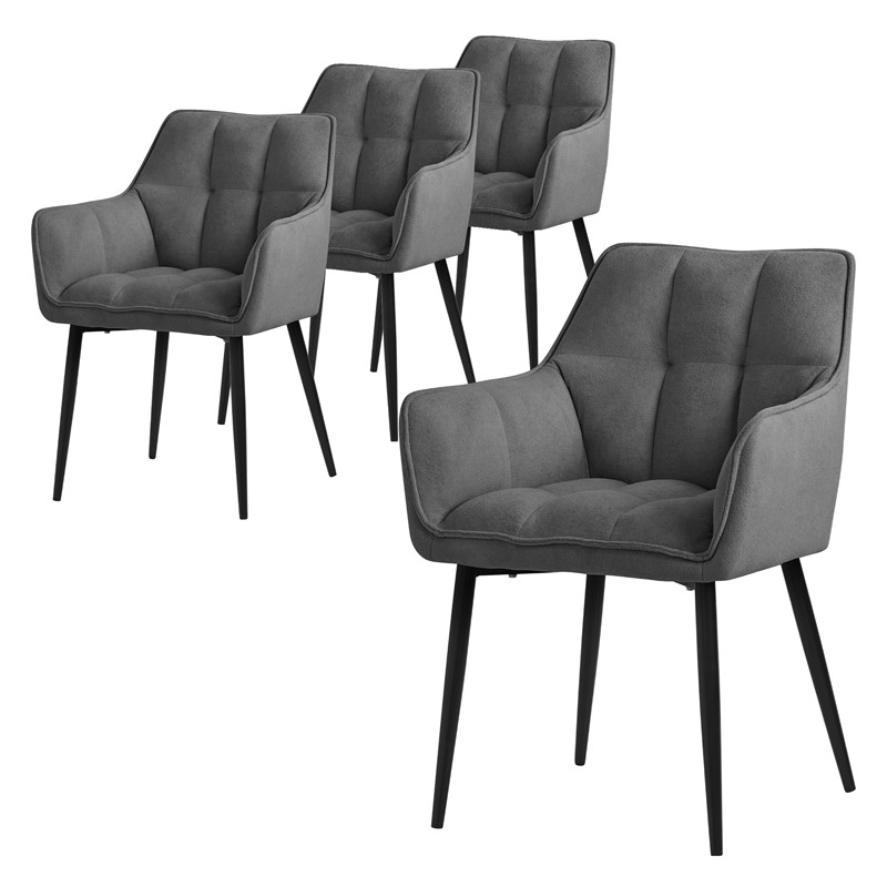 4er Set Esszimmerstuhl Dunkelgrau aus Frotteestoff mit dickem gepolsterter Sitz ML-Design 4er Set Esszimmerstuhl Dunkelgrau aus Frotteestoff mit dickem gepolsterter Sitz ML-Design
