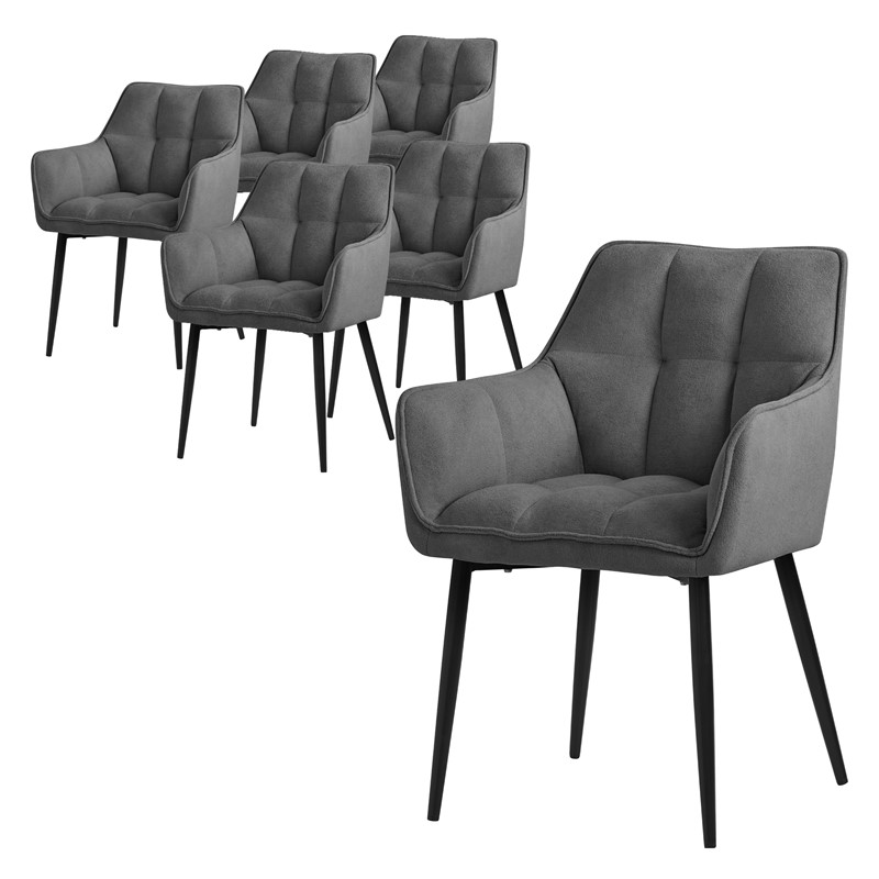 6er Set Esszimmerstuhl Dunkelgrau aus Frotteestoff mit dickem gepolsterter Sitz ML-Design 6er Set Esszimmerstuhl Dunkelgrau aus Frotteestoff mit dickem gepolsterter Sitz ML-Design