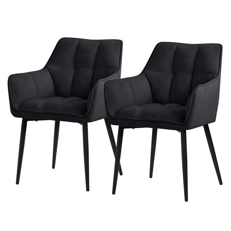 2er Set Esszimmerstuhl Schwarz aus Frotteestoff mit dickem gepolsterter Sitz ML-Design 2er Set Esszimmerstuhl Schwarz aus Frotteestoff mit dickem gepolsterter Sitz ML-Design