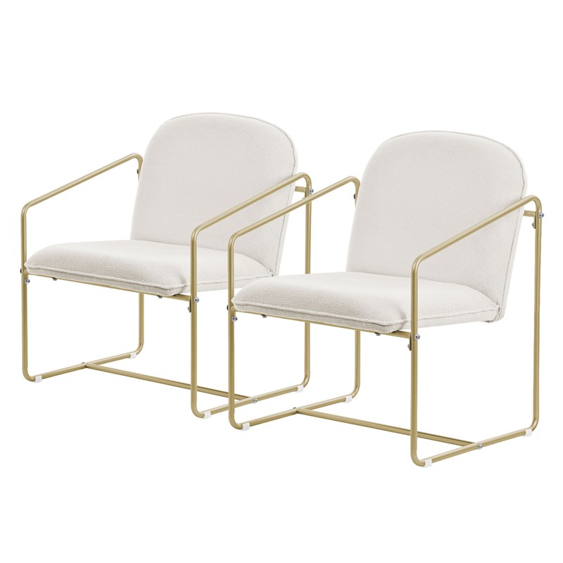 2er Set Sessel Beige mit goldenem Stahlgestell Relaxsessel mit Arm-& Rückenlehne ML-Design 2er Set Sessel Beige mit goldenem Stahlgestell Relaxsessel mit Arm-& Rückenlehne ML-Design