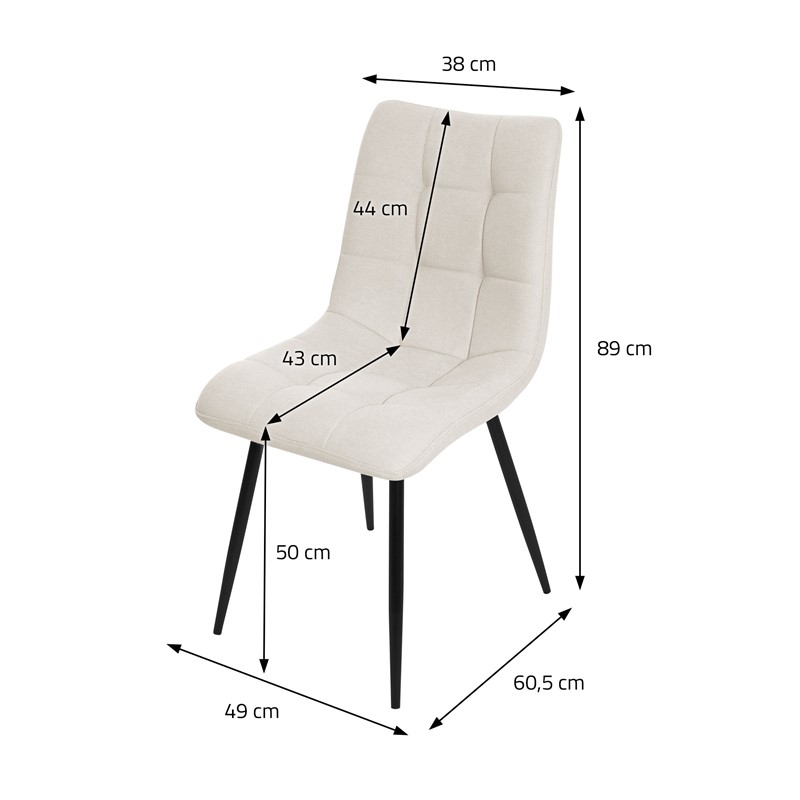 Esszimmerstühle 2er Set Beige Küchenstuhl mit Polyesterbezug und Stahlbeinen ML-Design