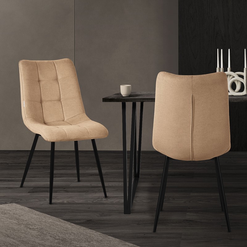 Esszimmerstühle 2er Set Hellbraun Küchenstuhl mit Polyesterbezug und Stahlbeinen ML-Design Esszimmerstühle 2er Set Hellbraun Küchenstuhl mit Polyesterbezug und Stahlbeinen ML-Design