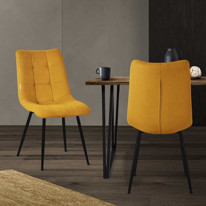 Esszimmerstühle 2er Set Senfgelb Küchenstuhl mit Polyesterbezug und Stahlbeinen ML-Design Esszimmerstühle 2er Set Senfgelb Küchenstuhl mit Polyesterbezug und Stahlbeinen ML-Design