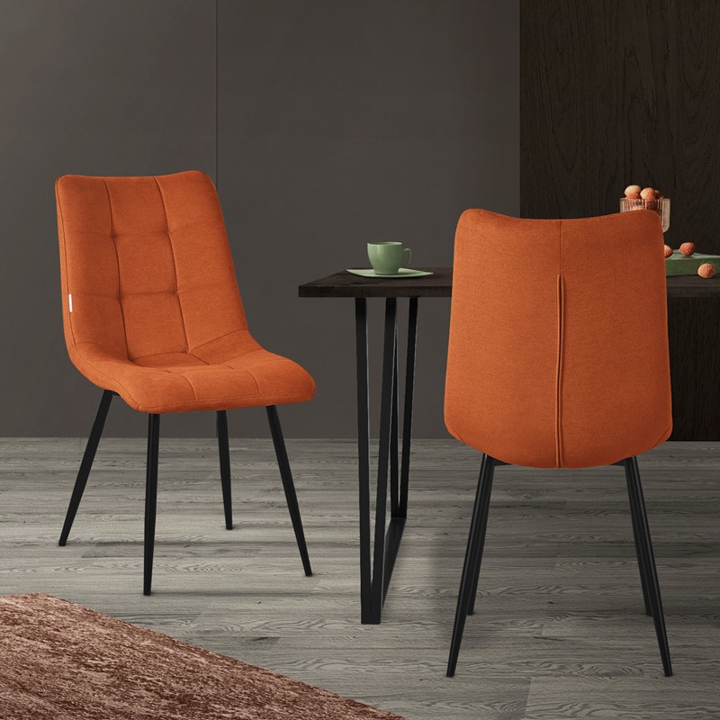 Esszimmerstühle 2er Set Orange Küchenstuhl mit Polyesterbezug und Stahlbeinen ML-Design Esszimmerstühle 2er Set Orange Küchenstuhl mit Polyesterbezug und Stahlbeinen ML-Design