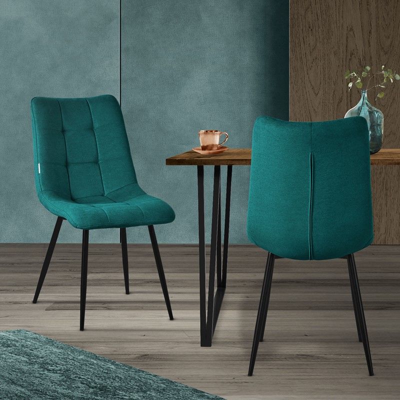 Esszimmerstühle 2er Set Petrol Küchenstuhl mit Polyesterbezug und Stahlbeinen ML-Design Esszimmerstühle 2er Set Petrol Küchenstuhl mit Polyesterbezug und Stahlbeinen ML-Design