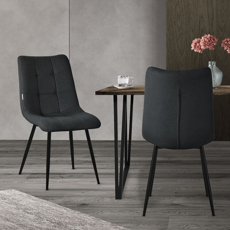 Esszimmerstühle 2er Set Anthrazit Küchenstuhl mit Polyesterbezug und Stahlbeinen ML-Design Esszimmerstühle 2er Set Anthrazit Küchenstuhl mit Polyesterbezug und Stahlbeinen ML-Design