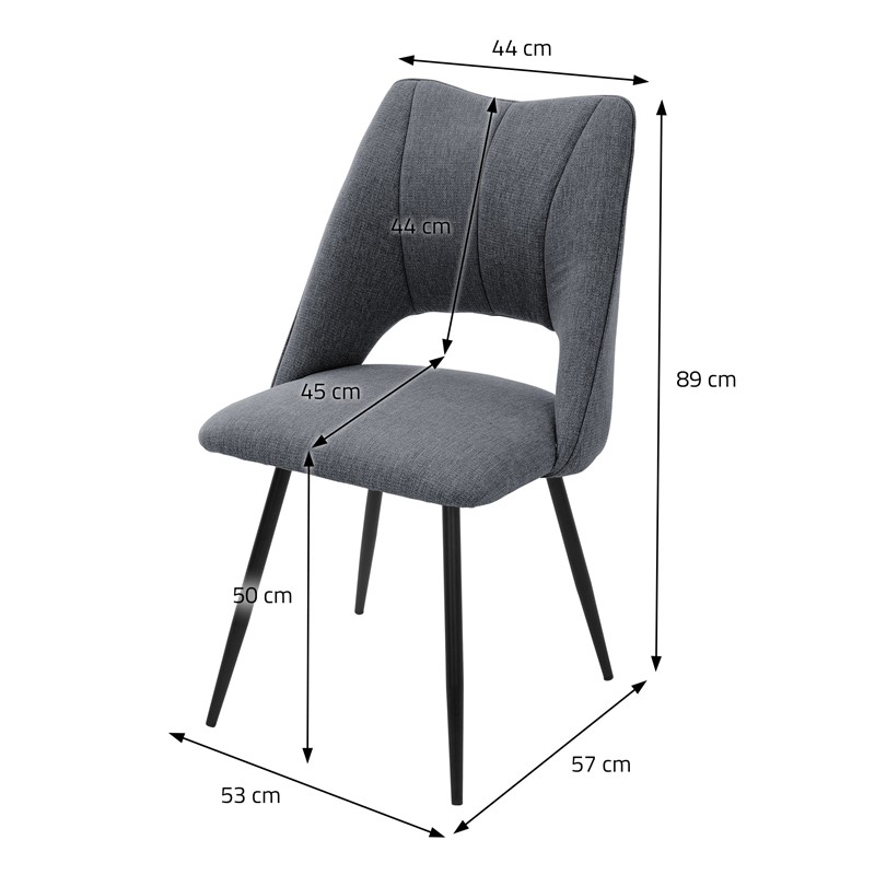 Esszimmerstuhl 2er Set Grau gepolstert inkl. Montagematerial Polsterstuhl Küchenstuhl ML-Design