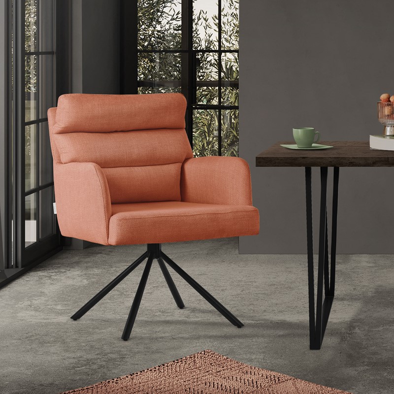 Esszimmerstuhl Orange drehbar mit abnehmbaren Rückenkissen gepolstert bis 120 Kilogramm ML-Design Esszimmerstuhl Orange drehbar mit abnehmbaren Rückenkissen gepolstert bis 120 Kilogramm ML-Design