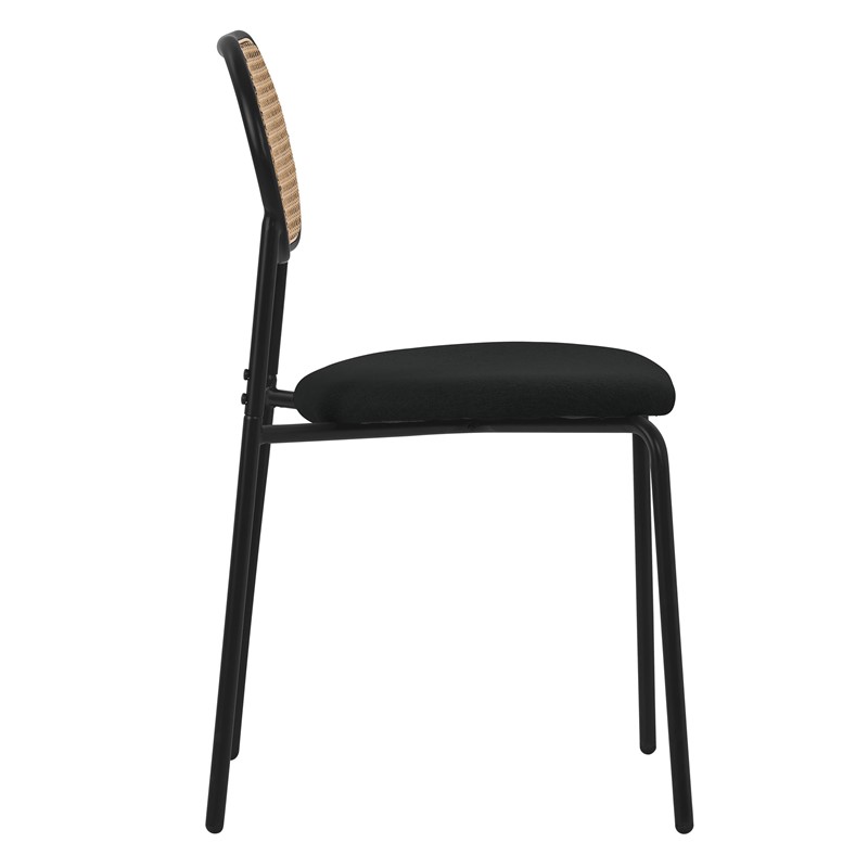Esszimmerstuhl 2er Set Schwarz bis 120 kg Rattan Rückenlehne ML-Design
