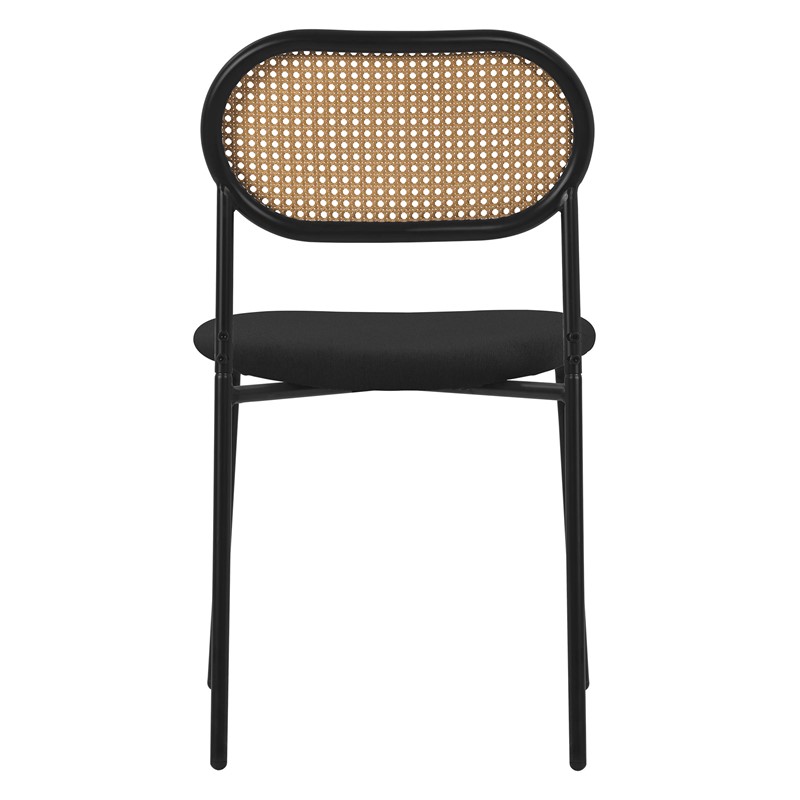Esszimmerstuhl 2er Set Schwarz bis 120 kg Rattan Rückenlehne ML-Design
