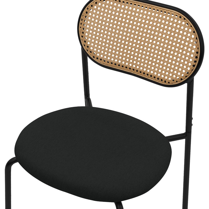 Esszimmerstuhl 2er Set Schwarz bis 120 kg Rattan Rückenlehne ML-Design