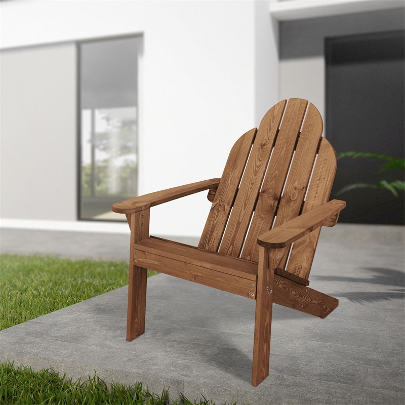 Adirondack Gartenstuhl 2er Set aus Massivholz wetterfest belastbar bis 120 kg Braun aus Tannenholz ML-Design