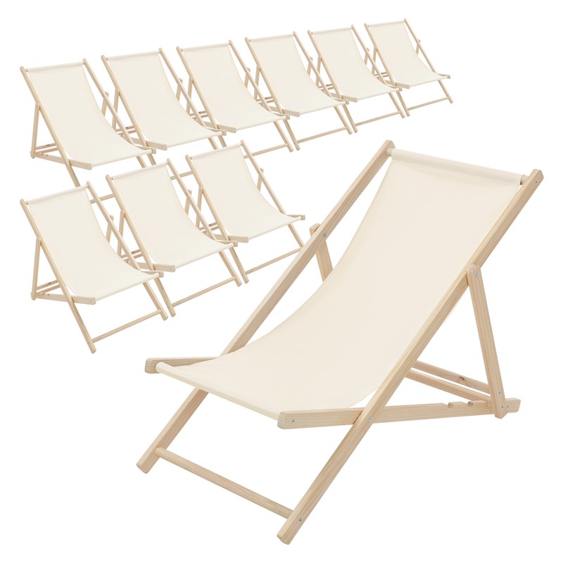 10er Set Liegestuhl klappbar Beige Holz verstellbare Rückenlehne bis 120 kg Sonnenliege Gartenliege Strandliege 10er Set Liegestuhl klappbar Beige Holz verstellbare Rückenlehne bis 120 kg Sonnenliege Gartenliege Strandliege