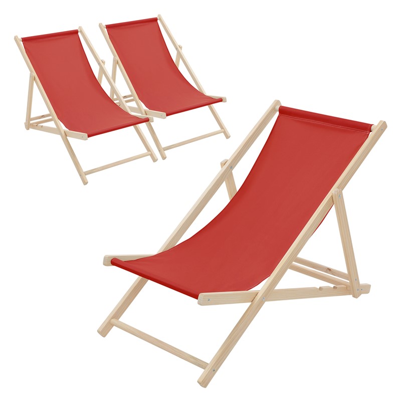 3er Set Liegestuhl klappbar Rot Holz verstellbare Rückenlehne bis 120 kg Sonnenliege Gartenliege Strandliege 3er Set Liegestuhl klappbar Rot Holz verstellbare Rückenlehne bis 120 kg Sonnenliege Gartenliege Strandliege