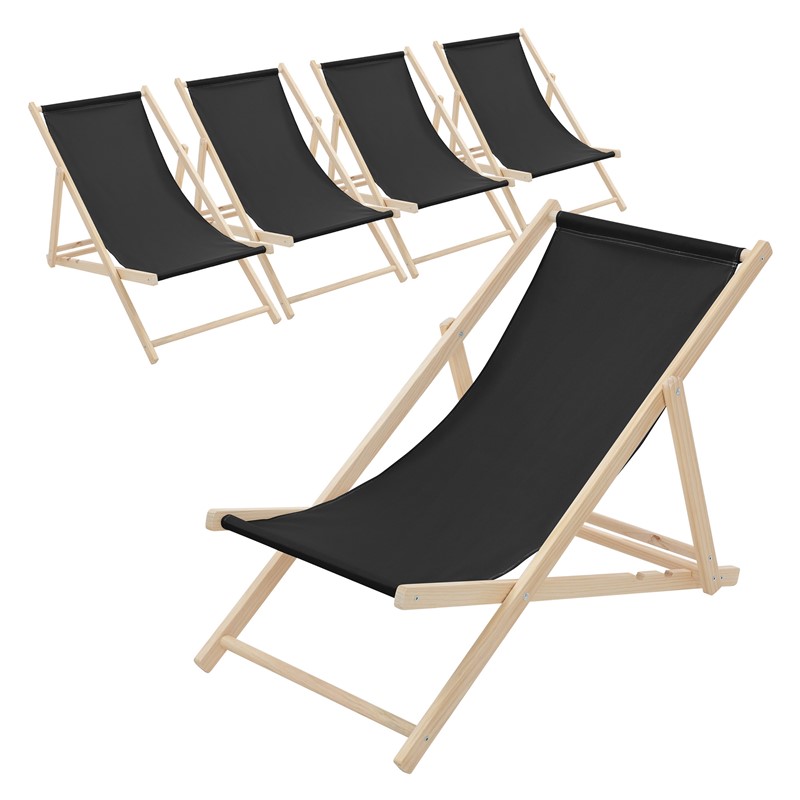5er Set Liegestuhl klappbar Schwarz Holz verstellbare Rückenlehne bis 120 kg Sonnenliege Gartenliege Strandliege 5er Set Liegestuhl klappbar Schwarz Holz verstellbare Rückenlehne bis 120 kg Sonnenliege Gartenliege Strandliege
