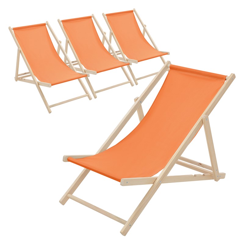 4er Set Liegestuhl klappbar Orange Holz verstellbare Rückenlehne bis 120 kg Sonnenliege Gartenliege Strandliege 4er Set Liegestuhl klappbar Orange Holz verstellbare Rückenlehne bis 120 kg Sonnenliege Gartenliege Strandliege