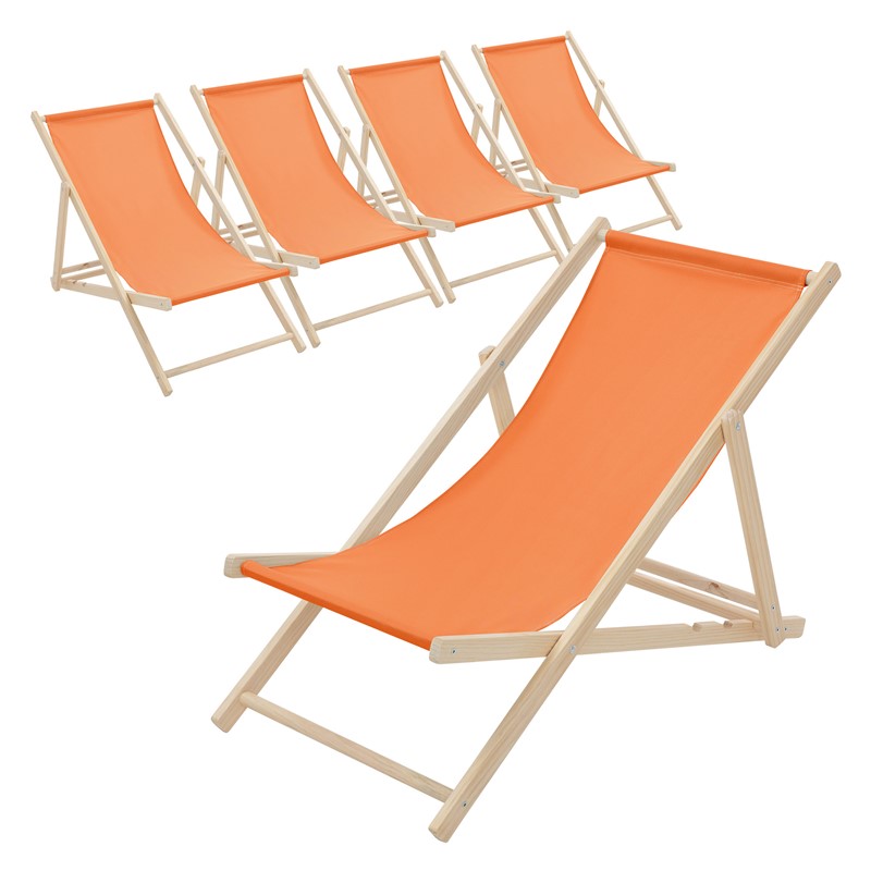 5er Set Liegestuhl klappbar Orange Holz verstellbare Rückenlehne bis 120 kg Sonnenliege Gartenliege Strandliege 5er Set Liegestuhl klappbar Orange Holz verstellbare Rückenlehne bis 120 kg Sonnenliege Gartenliege Strandliege