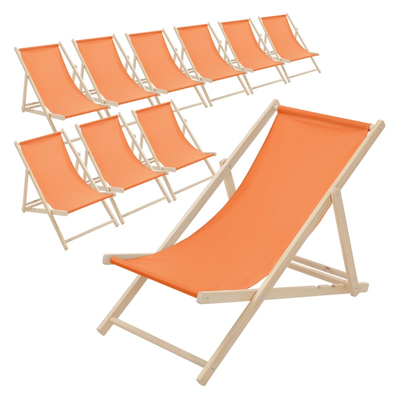10er Set Liegestuhl klappbar Orange Holz verstellbare Rückenlehne bis 120 kg Sonnenliege Gartenliege Strandliege 10er Set Liegestuhl klappbar Orange Holz verstellbare Rückenlehne bis 120 kg Sonnenliege Gartenliege Strandliege