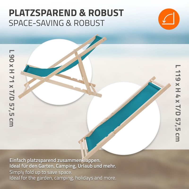 Liegestuhl 4er Set klappbar aus Holz 3 Liegepositionen bis 120 kg Petrol