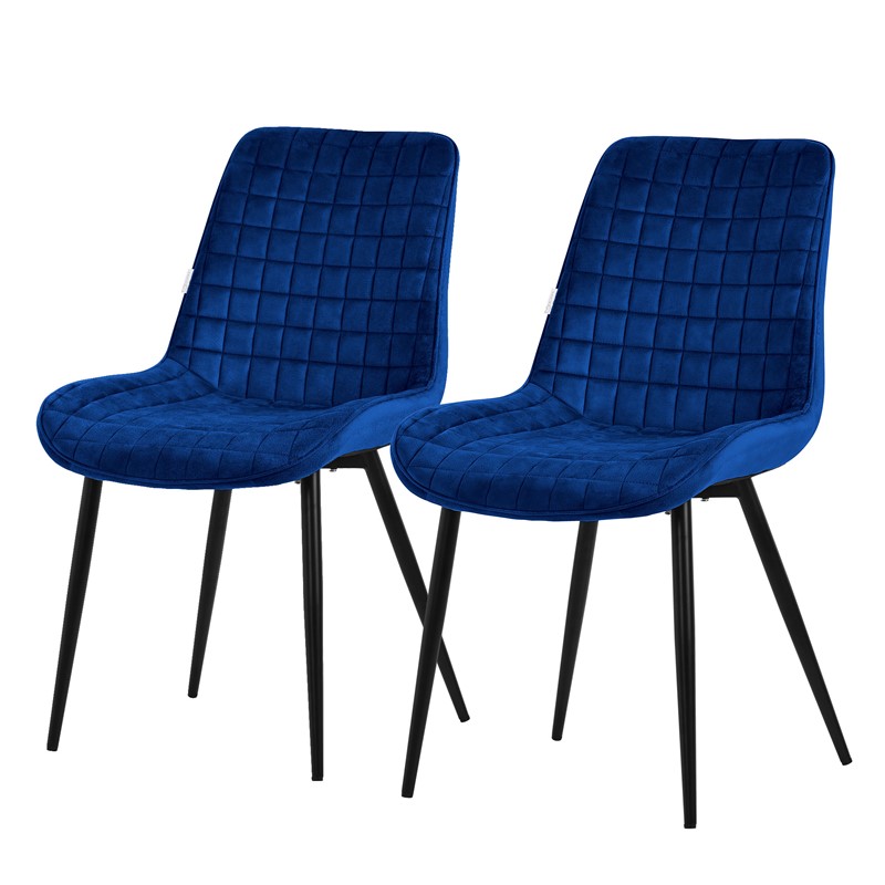 Esszimmerstuhl 2er Set Dunkelblau mit Samtbezug und Stahlbeinen Küchenstuhl mit Rückenlehne ML-Design Esszimmerstuhl 2er Set Dunkelblau mit Samtbezug und Stahlbeinen Küchenstuhl mit Rückenlehne ML-Design