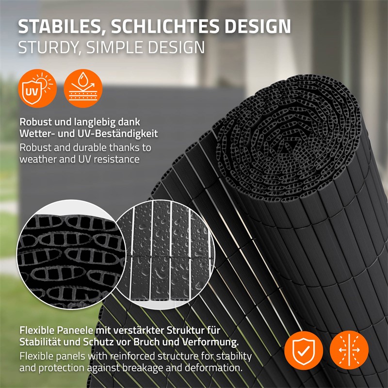 Sichtschutzmatte 120x900 cm Sichtschutzzaun Windschutz Balkonschutz PVC Anthrazit UV-beständig