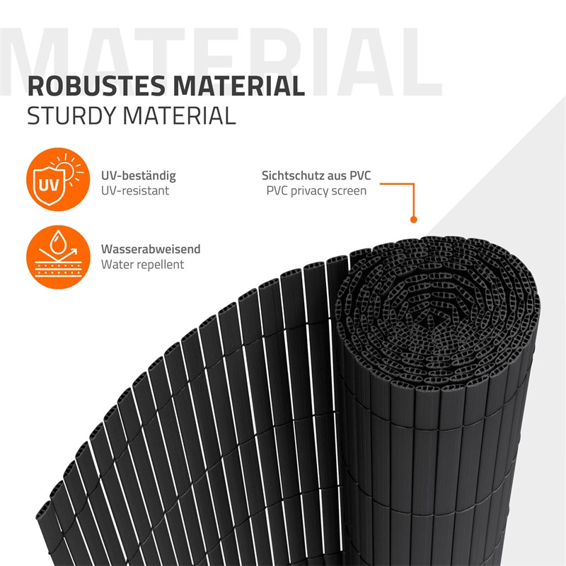 Sichtschutzmatte 140x800 cm Sichtschutzzaun Windschutz Balkonschutz PVC Anthrazit UV-beständig