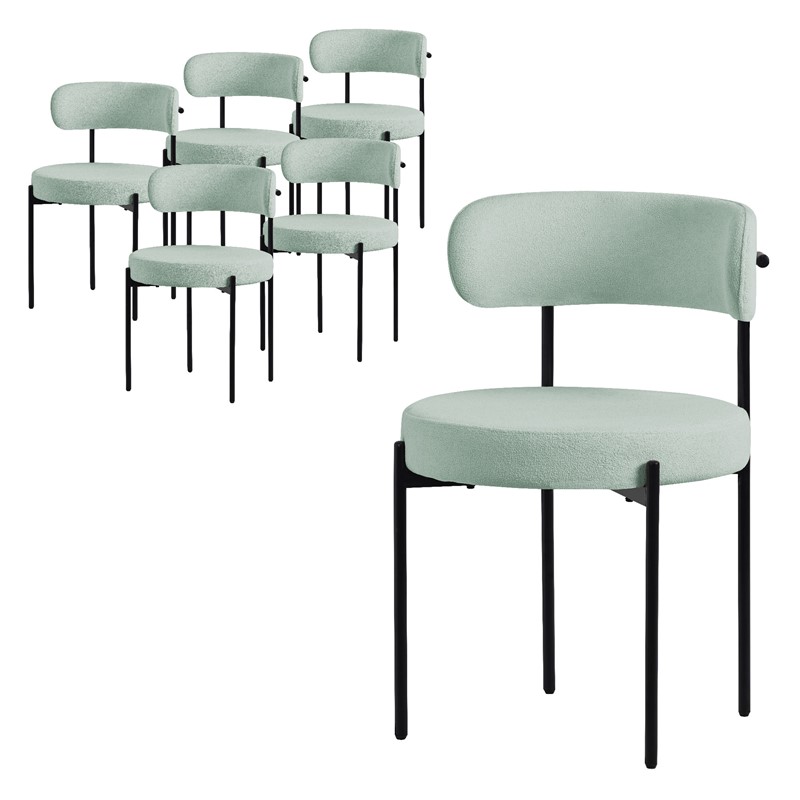 Esszimmerstuhl 6er Set mit Teddystoff mit Rückenlehne Grün Küchenstuhl ML-Design Esszimmerstuhl 6er Set mit Teddystoff mit Rückenlehne Grün Küchenstuhl ML-Design