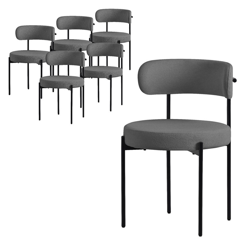 Esszimmerstuhl 6er Set mit Teddystoff mit Rückenlehne Grau Küchenstuhl ML-Design Esszimmerstuhl 6er Set mit Teddystoff mit Rückenlehne Grau Küchenstuhl ML-Design