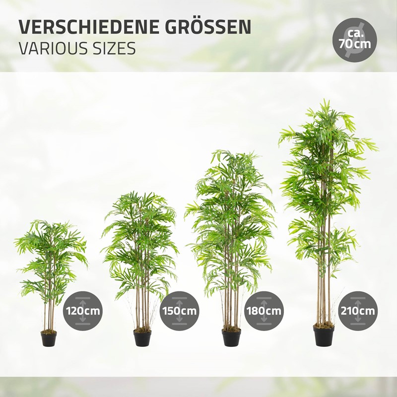 Künstlicher Bambus 210 cm Kunstpflanze mit Echtholzstamm ML-Design